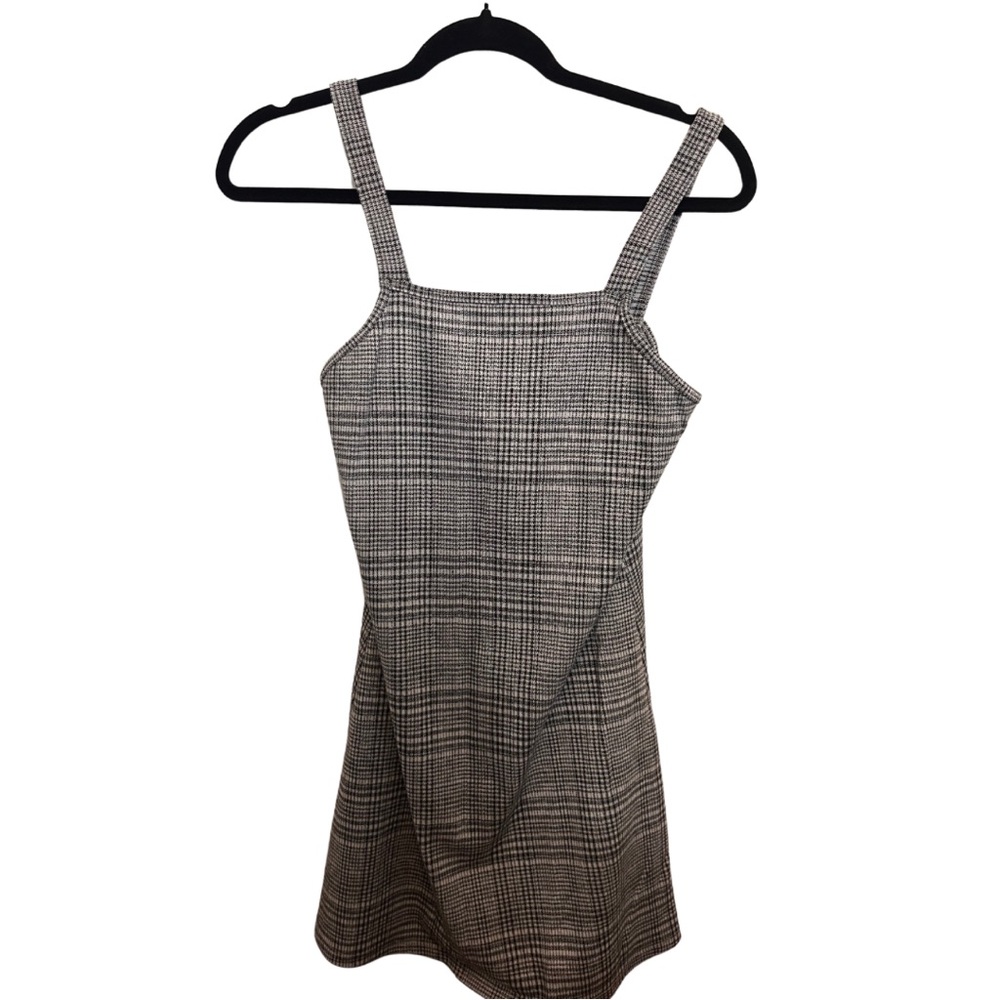Grey Plaid Square Neck Tank Mini Dress, size small - Picture 1 of 5